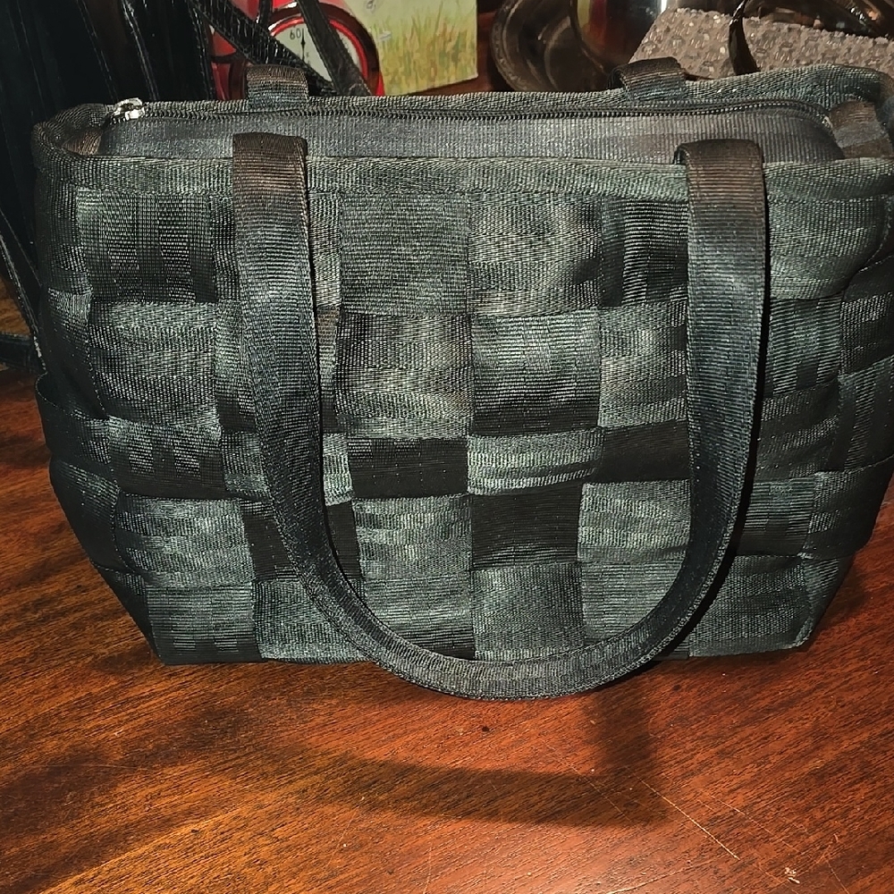 Black Woven Seatbelt Tote Bag